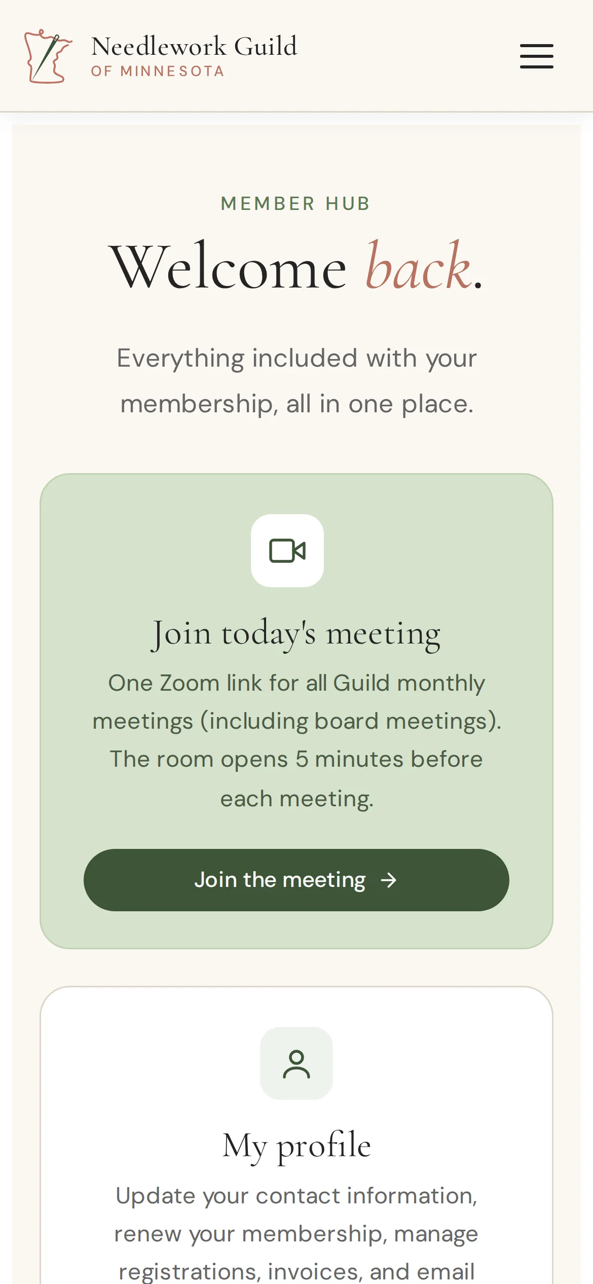 Member Hub on mobile