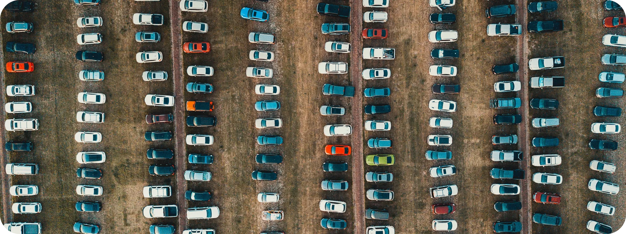 A packed event parking lot from above