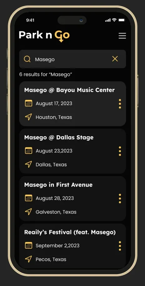High-fidelity venue search screen